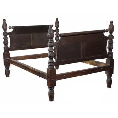 Antique A Mahogany Low-post Bed with Massive Pineapples, North Shore