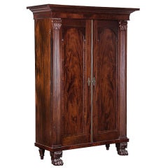 Monumental Neoclassical Mahogany Linen Press, Southern 4