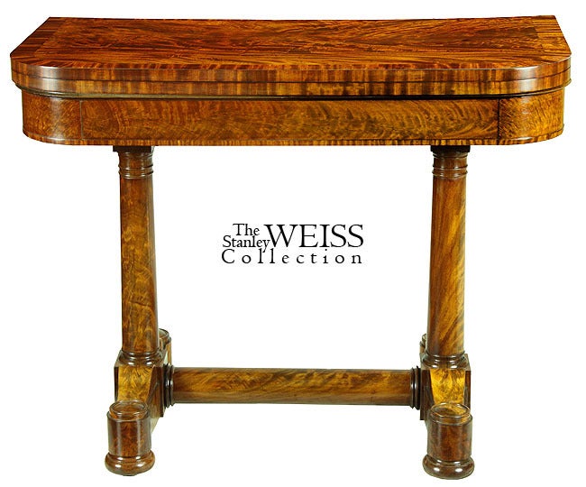 This card table is in the French restoration style which was in vogue during the 1820s in New York and found little expression in other urban areas. More than others American cities of the, New York was an international city and the French influence