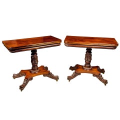 Pair of Mahogany Card Tables Attributed to Quervelle, Philadelphia, circa 1820