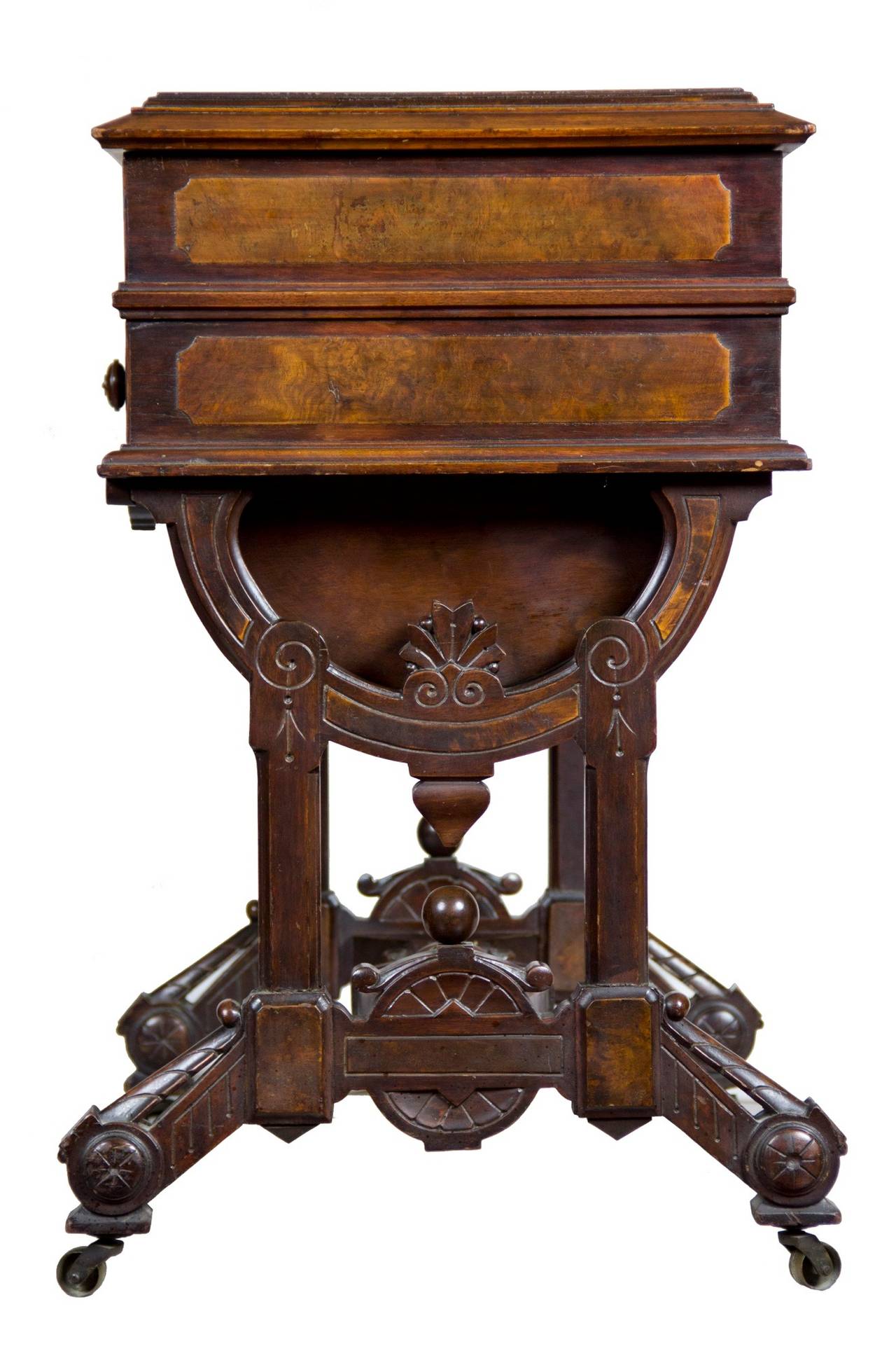 Renaissance Walnut Dressing Table Labeled George Hess, Patented, 1876, New York For Sale 1