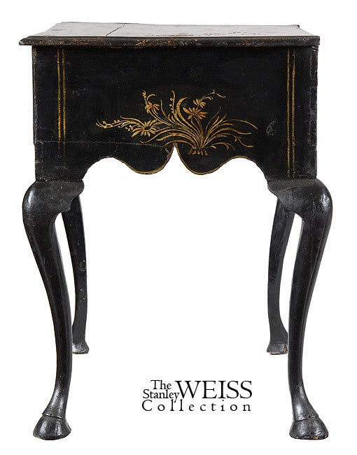 18th Century and Earlier Black Lacquer Queen Anne Japanned/chinoiserie Dressing Table
