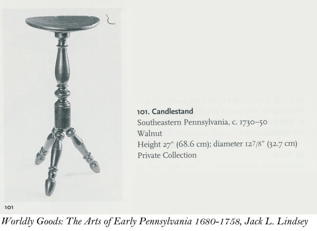 Rare Pennsylvania Walnut William & Mary Turned Candle Stand In Excellent Condition For Sale In Providence, RI