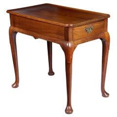 Queen Anne Mahogany Dished Tray-Top Tea Table with Drawers