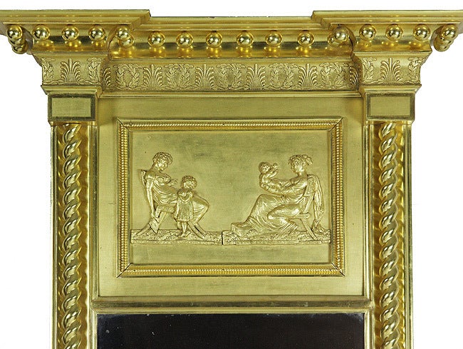 19th Century Carved Federal Mirror, Classical Panel by Robert Welford, PA