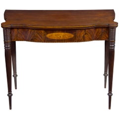 Antique Federal Sheraton Inlaid Card Table, Portsmouth, MA, circa 1805-1810