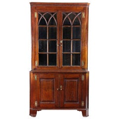 Used Chippendale Mahogany Corner Cabinet, Salem or Portsmouth