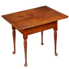 Antique Queen Anne Cherry Square Tea Table or Pub Table, Probably CT