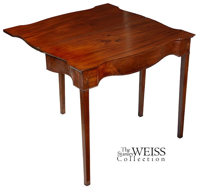 American Chippendale Serpentine Card Table, Hidden Drawer, Newport