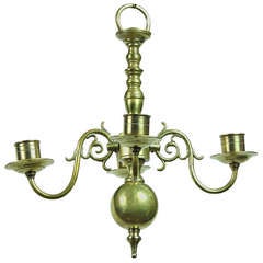 A Rare Small Brass 4-light Chandelier, Early 18th Century, Netherlands