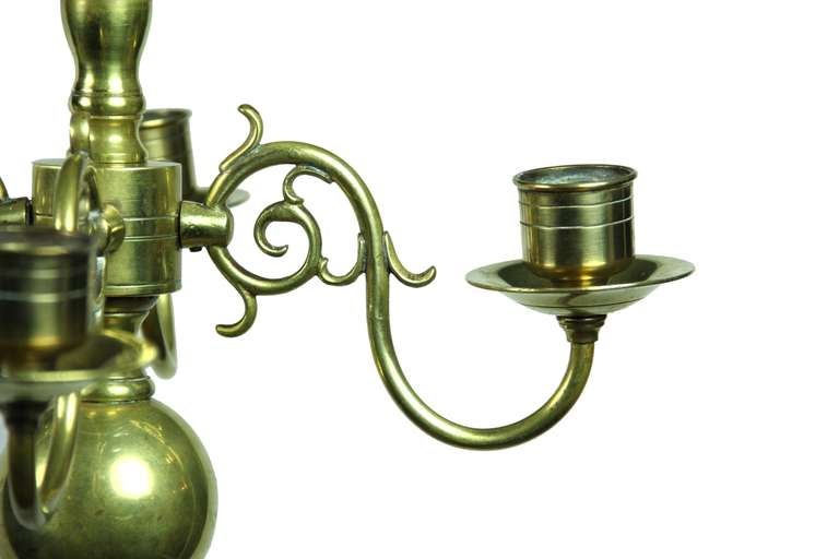 This is a small-scale piece of full proportions.  All is original, including the finial.  Attached are several large candelabra, one of which has the same finial (drop pendant).  They usually have rings at the bottom.
 
Interestingly, this candle