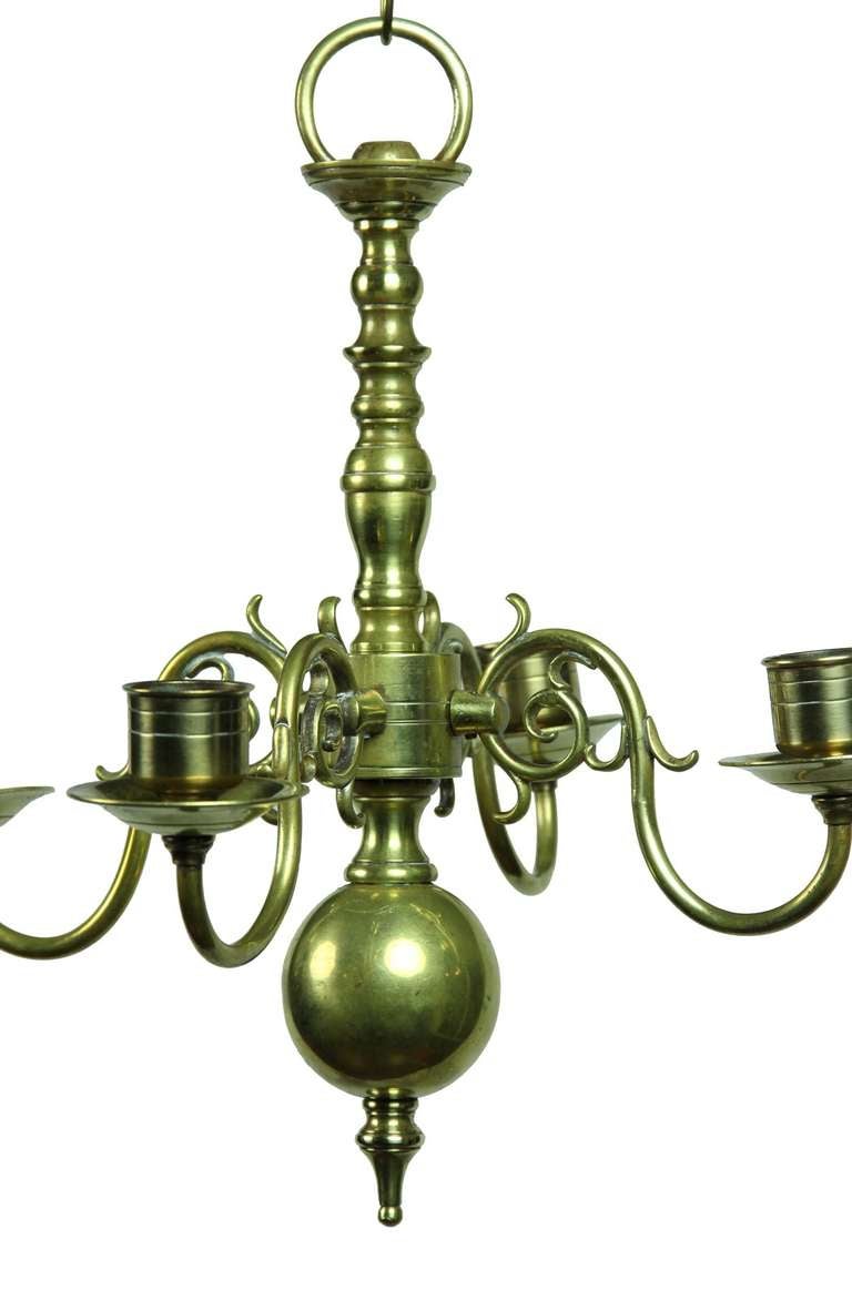 Chippendale A Rare Small Brass 4-light Chandelier, Early 18th Century, Netherlands