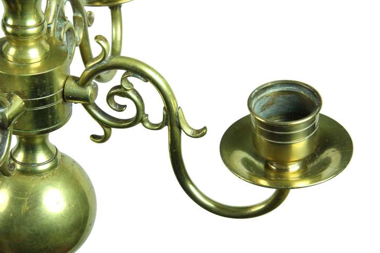 Dutch A Rare Small Brass 4-light Chandelier, Early 18th Century, Netherlands