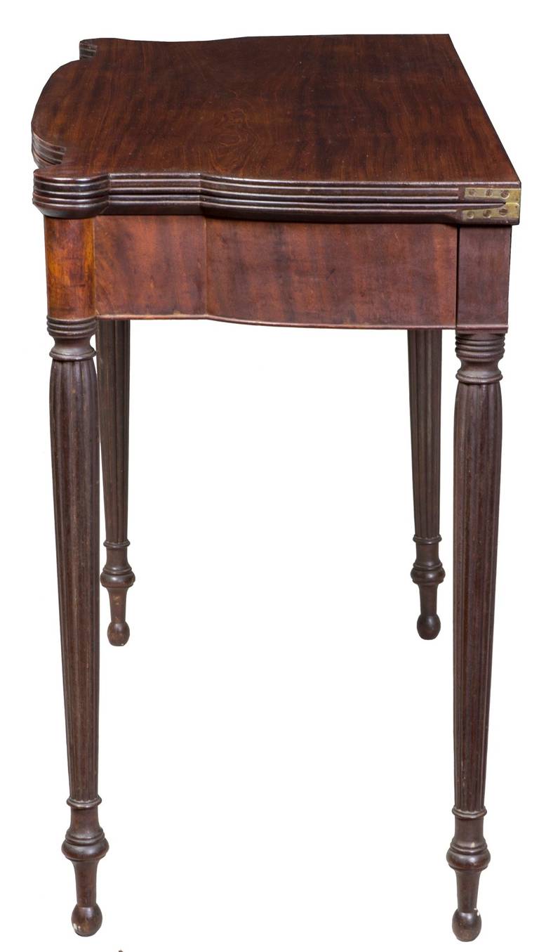 American Mahogany, Bird’s-Eye Inlay Sheraton Card Table with Old Surface For Sale