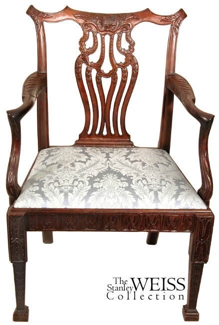 Irish Finely Carved Mahogany Chippendale Armchair For Sale