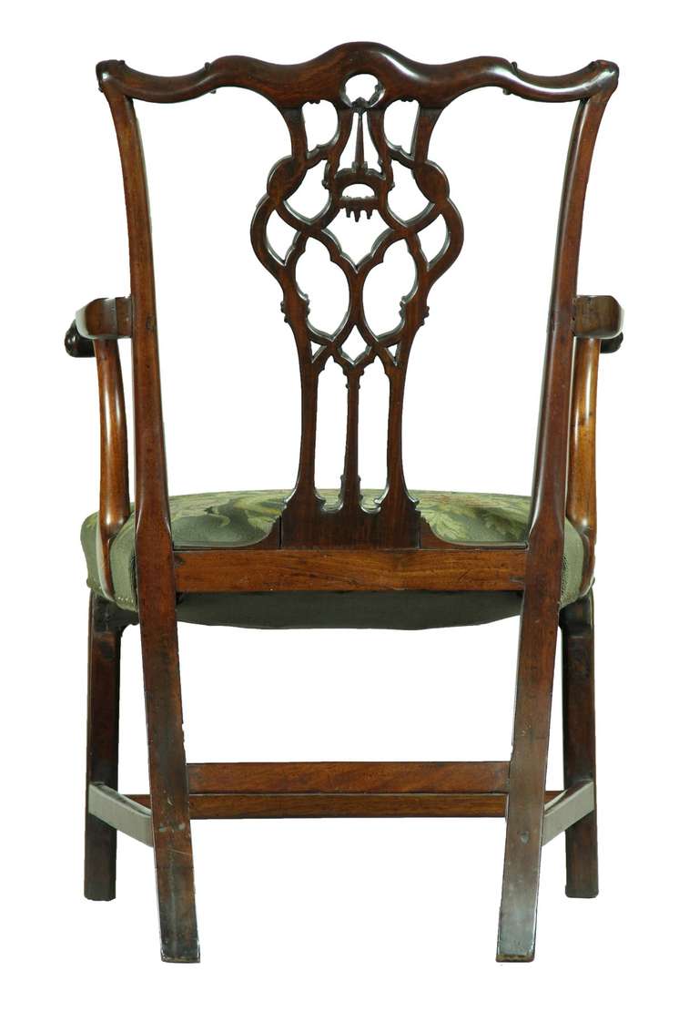 Chippendale Armchair with Elaborate Splat and Icicle Carving, England For Sale 1