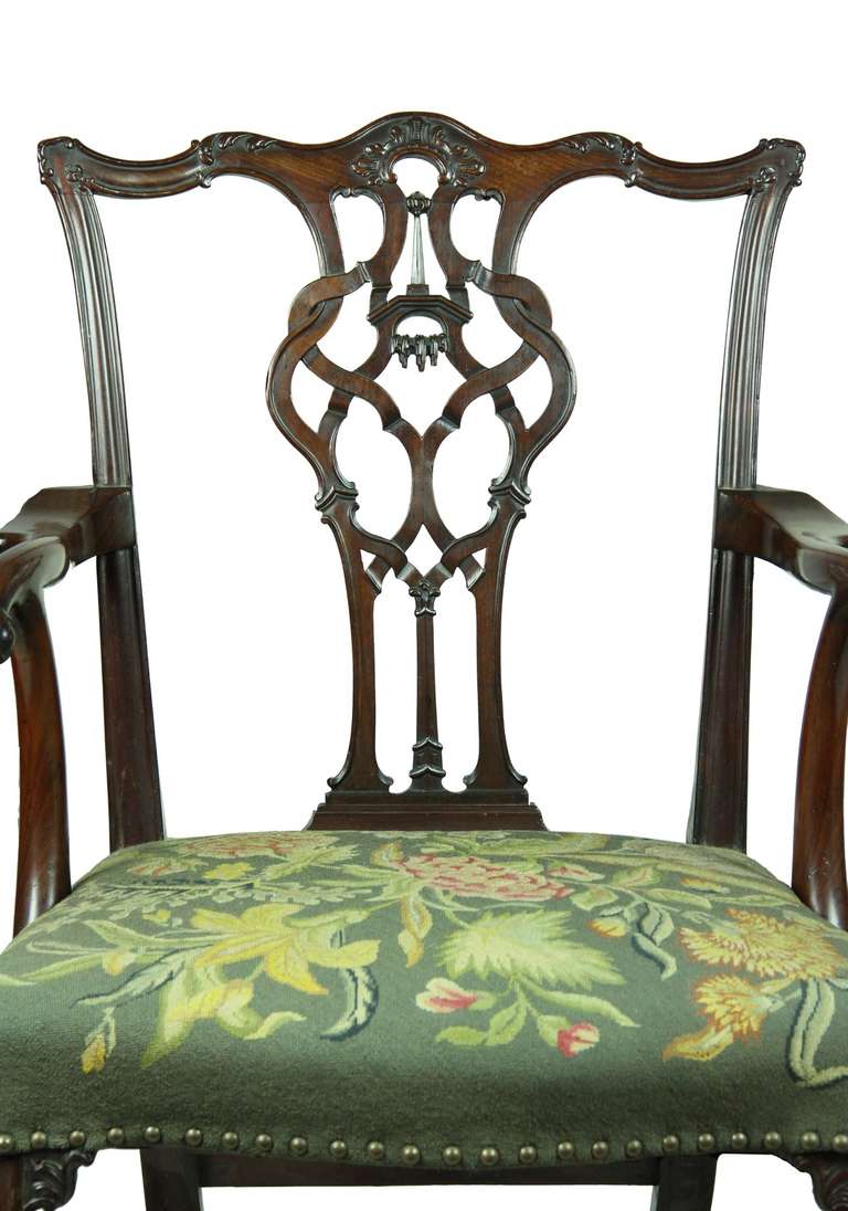 Chippendale Armchair with Elaborate Splat and Icicle Carving, England For Sale 4