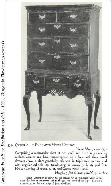 Queen Anne Highboy with Carved Shell, Newport, Museum Deaccession 3