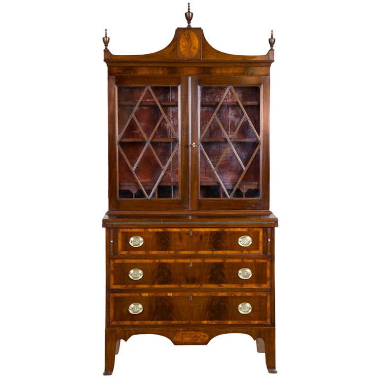 A Small Inlaid Mahogany Federal Secretary Desk M C 1780 1800