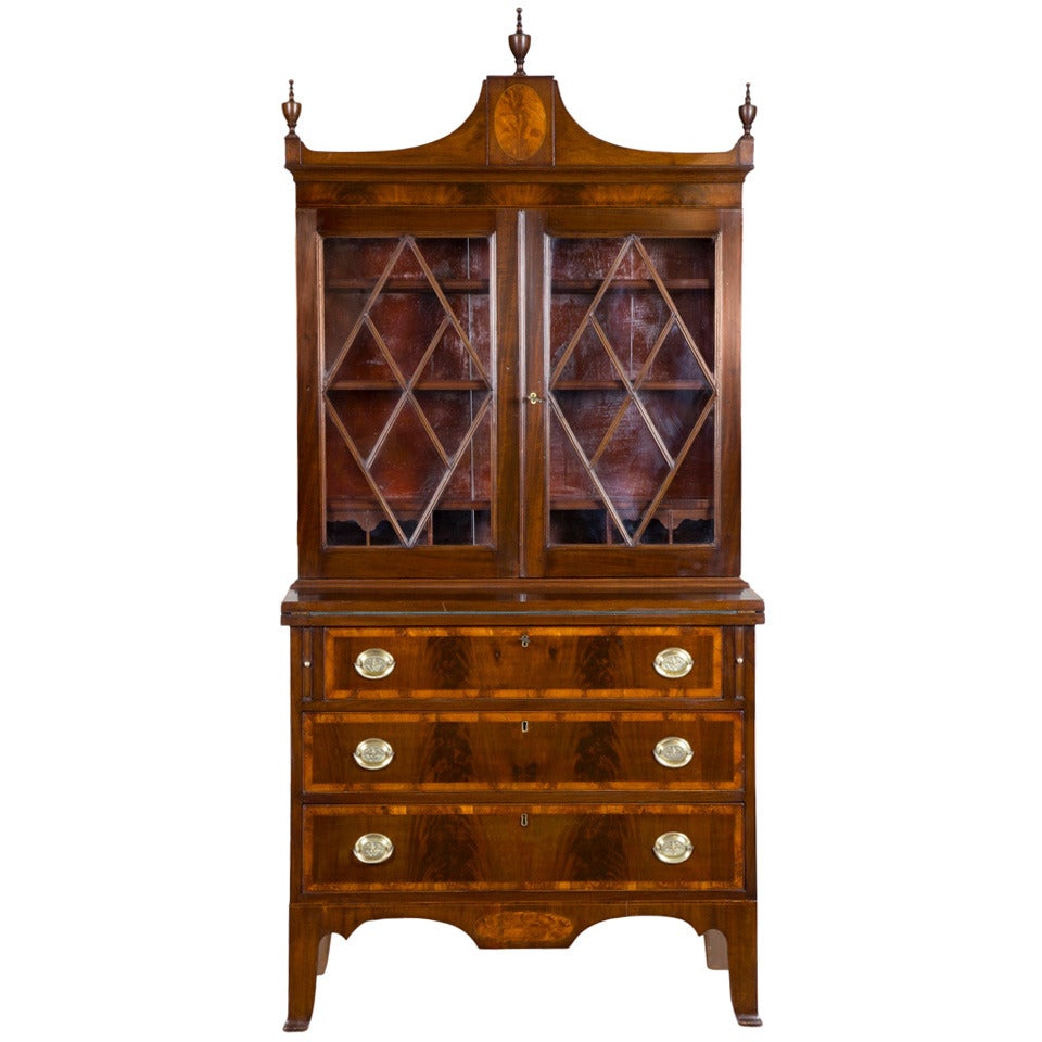 A Small Inlaid Mahogany Federal Secretary Desk, Salem, c.1780-1800