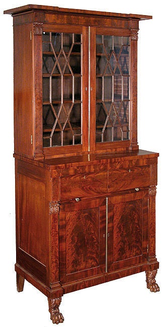 In order to fill the larger rooms of houses that increased in size during the early 19th century, Classical or Empire case pieces came in larger proportions than their antecedents. Therefore, we were quite surprised to find a diminutive secretary,