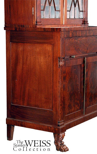 19th Century Fine Narrow Classical Secretaire Bookcase, New York For Sale