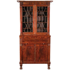 Antique Fine Narrow Classical Secretaire Bookcase, New York