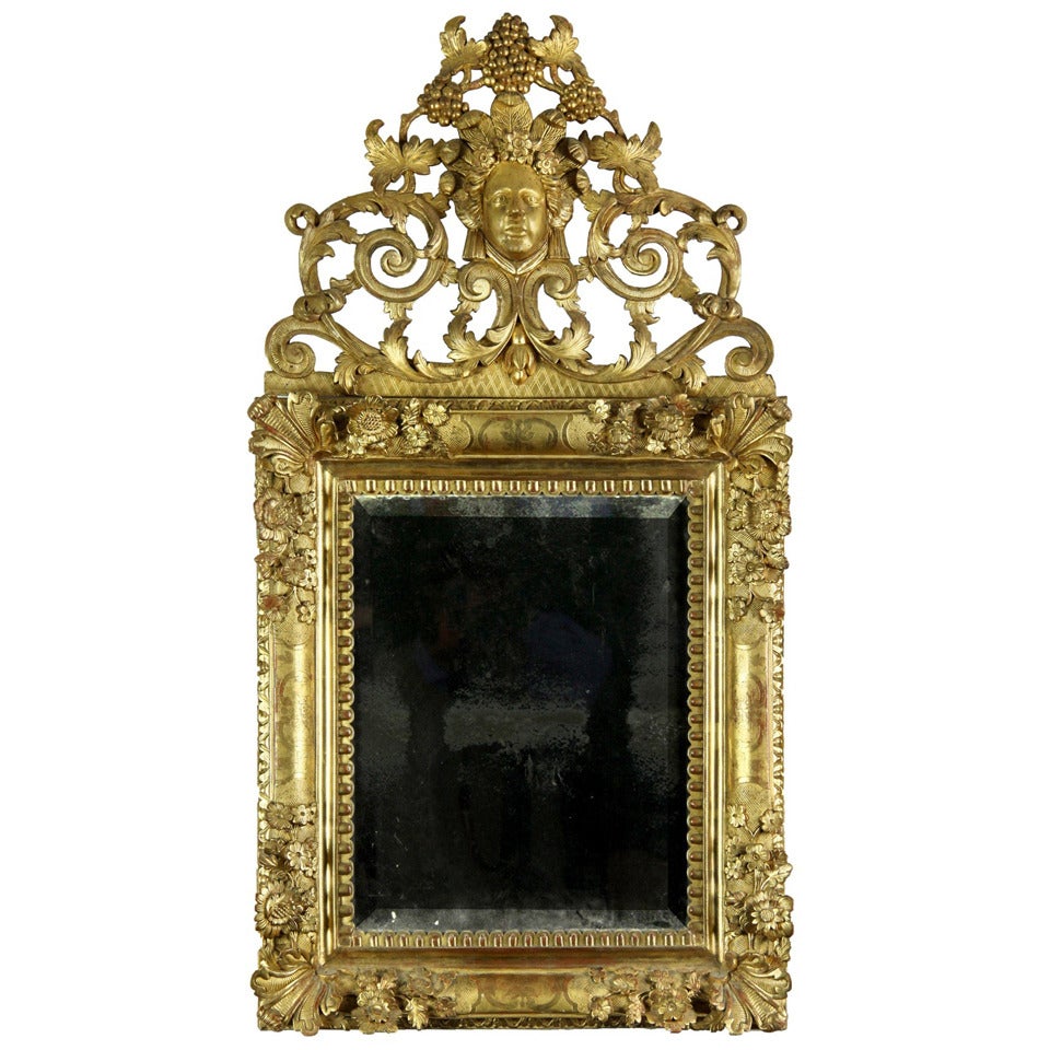 Magnificent Giltwood Figural Mirror, English, Early 18th Century