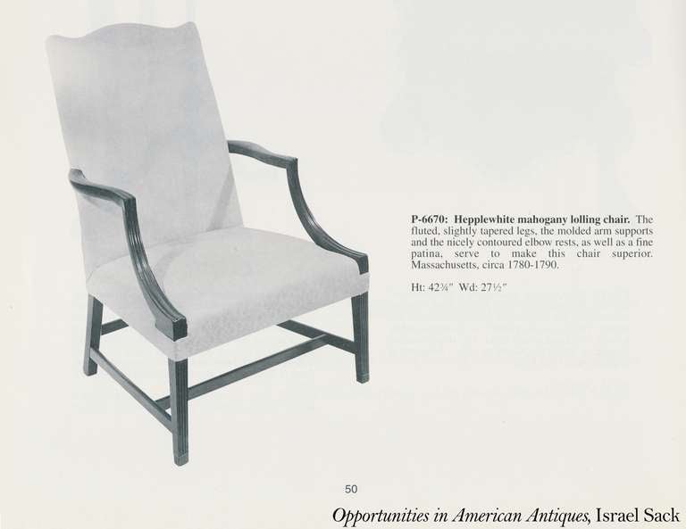 Mahogany Federal Hepplewhite Lolling Chair, Massachusetts, Circa 1780-1800 3
