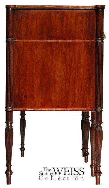 19th Century Flame Birch Federal Sheraton Bow-Front Sideboard, Boston For Sale