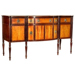 Antique Flame Birch Federal Sheraton Bow-Front Sideboard, Boston