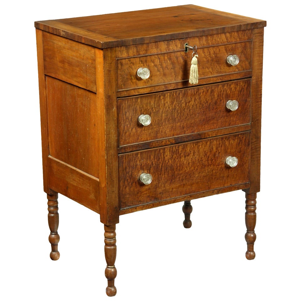 Rare Sugar Chest with Figured Maple Drawer Fronts, Chester County, PA, 1840 For Sale