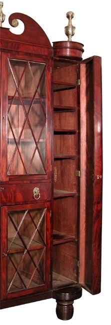 American Classical Classical Figured Mahogany Bookcase Cabinet, Baltimore, 1830-1840 For Sale