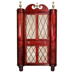 Classical Figured Mahogany Bookcase Cabinet, Baltimore, 1830-1840