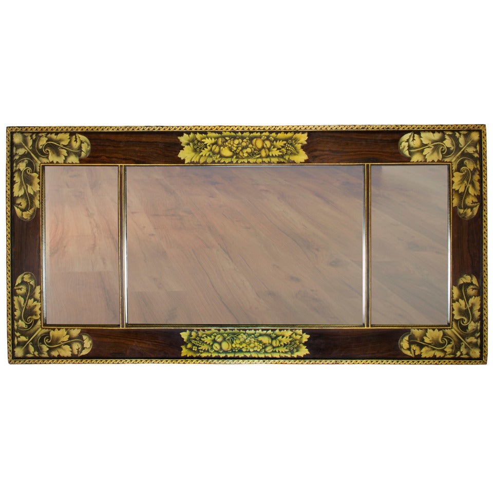 Painted and Stenciled Overmantel Mirror Attributed to William Meeks, circa 1825 For Sale