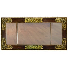 Antique Painted and Stenciled Overmantel Mirror Attributed to William Meeks, circa 1825