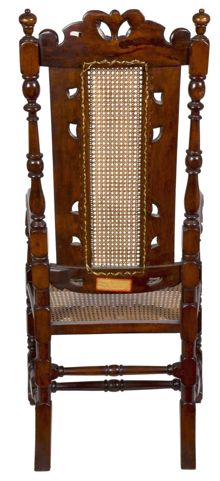 18th Century and Earlier Carved Beech William & Mary, Caned Armchair, Flemish or English, 17th Century For Sale