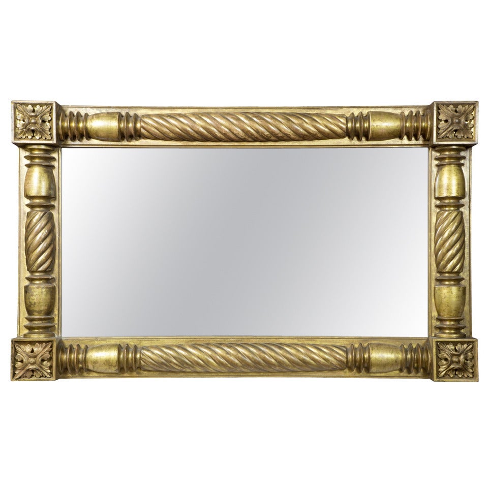 Monumental Neoclassical Gold Leaf Overmantel Mirror, circa 1840 For Sale