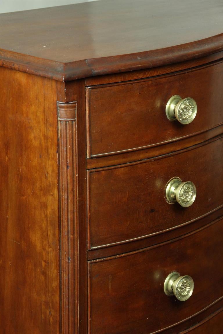 18th Century and Earlier Chippendale Serpentine Bureau, Connecticut River Valley For Sale