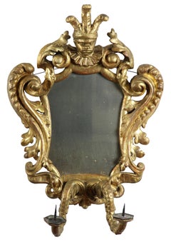 Carved Rococo Gilt Mirror with Jester, Continental, 17th-18th Century