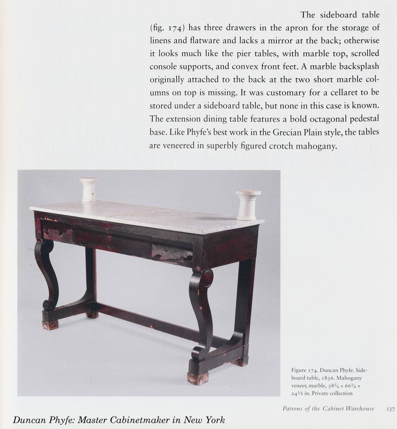 Mahogany and Marble Classical Server or Sideboard, NY, circa 1825-1835 For Sale 3