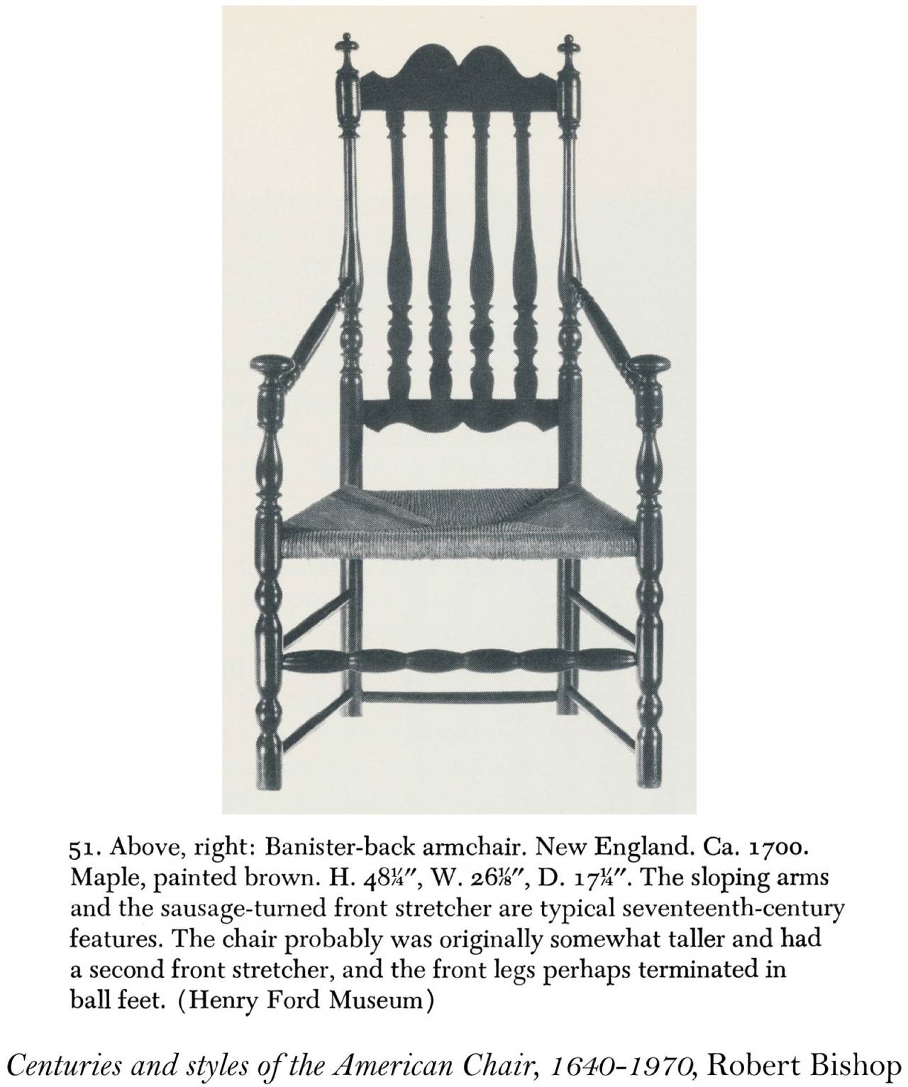 American Maple William & Mary Bannister Back Armchair, Massachusetts, circa 1740-1750 For Sale