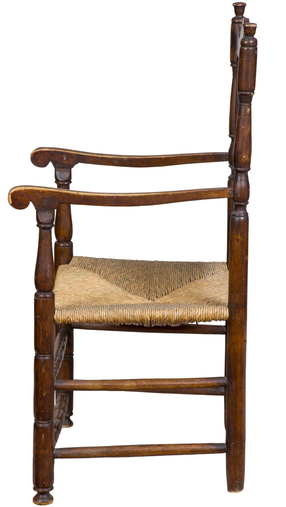 William and Mary Maple William & Mary Bannister Back Armchair, Massachusetts, circa 1740-1750 For Sale