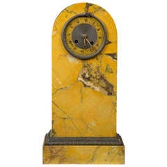 Classical Italian Marble Clock with Bell and Bronze Ouroboros Bezel, circa 1840