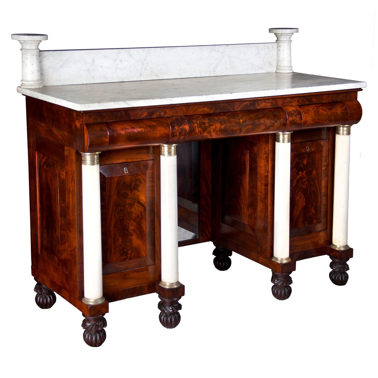 Mahogany and Marble Classical Server or Sideboard, NY, circa 1825-1835 For Sale