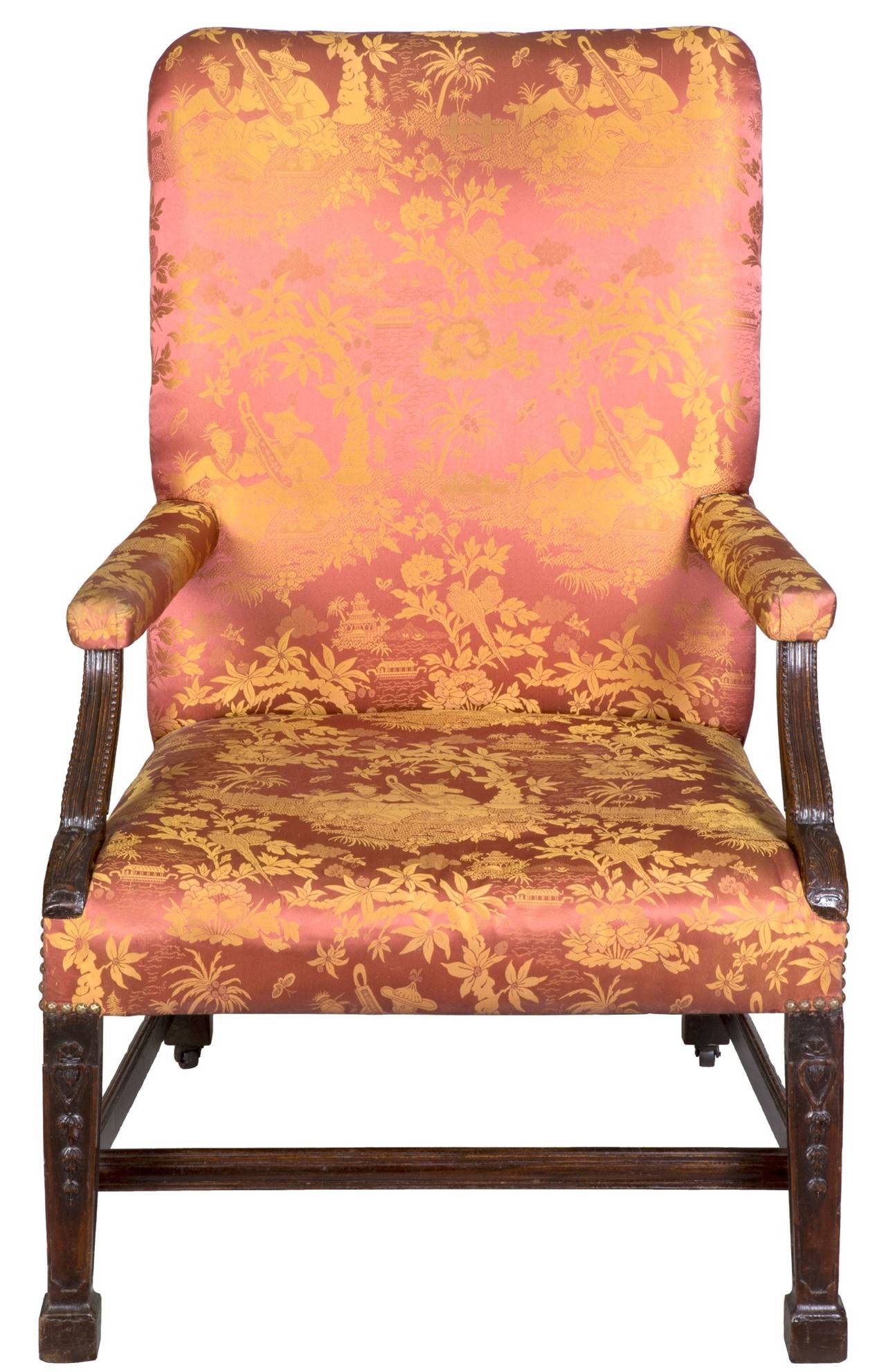 British Chippendale or George II Carved Mahogany Armchair with Marlboro Legs, circa 1780