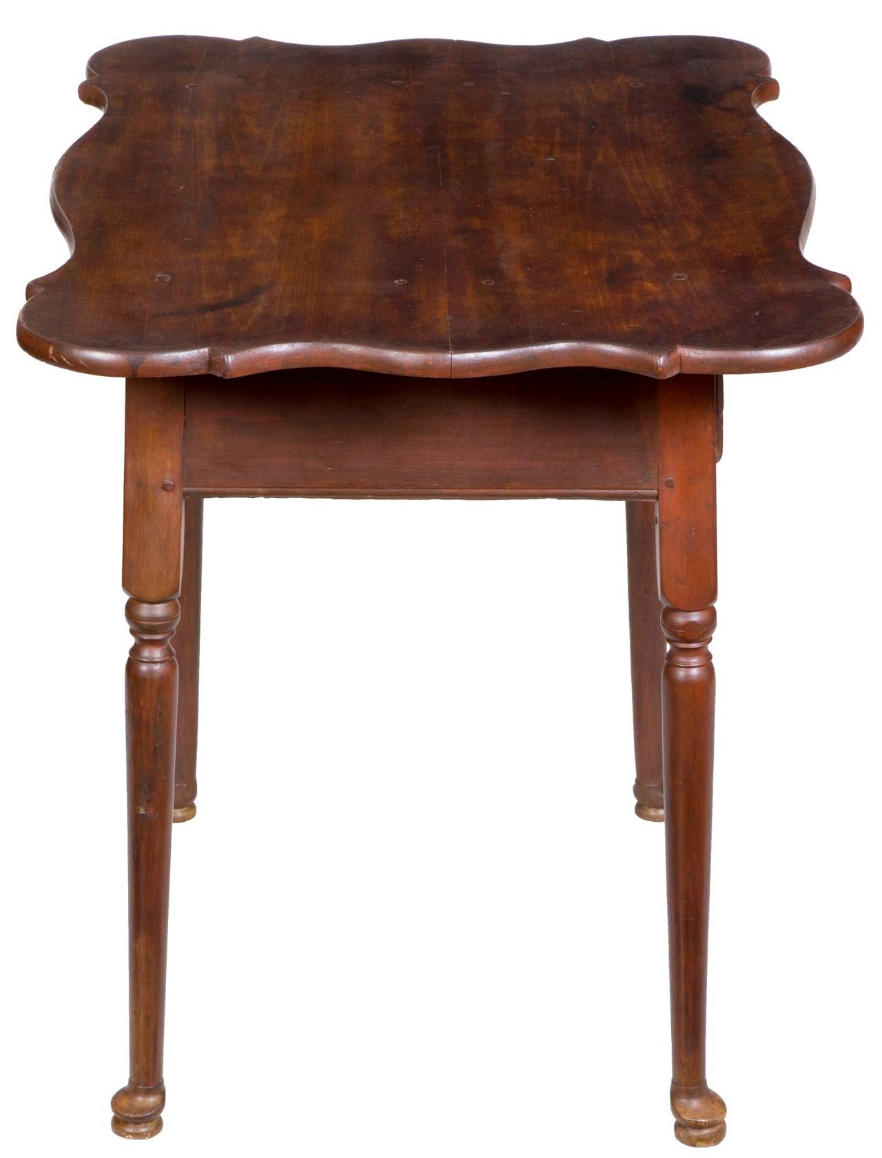 American Rare Porringer Top Queen Anne Side Table with Single Drawer, circa 1750-1760 For Sale