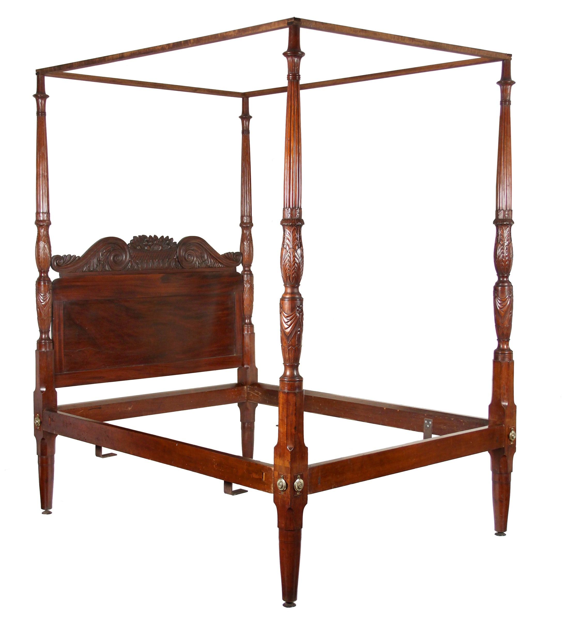 Carved Mahogany Classical 4-Post Bed, possibly Philadelphia, c.1810-20
