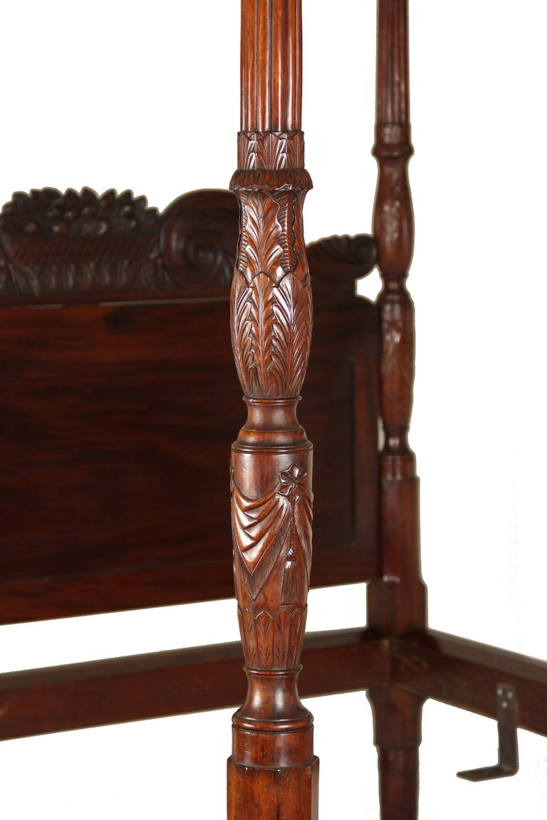 American Carved Mahogany Classical 4-Post Bed, possibly Philadelphia, c.1810-20