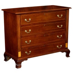 Mahogany Late Chippendale or Federal Chest with Line Inlay